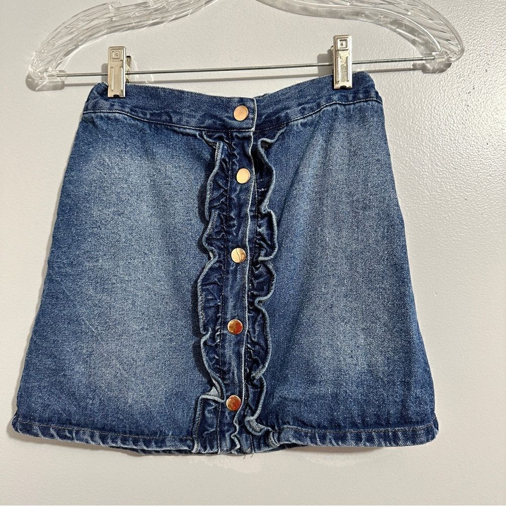Tommy Bahama girls Jean skirt button-down front with ruffle size 10/12